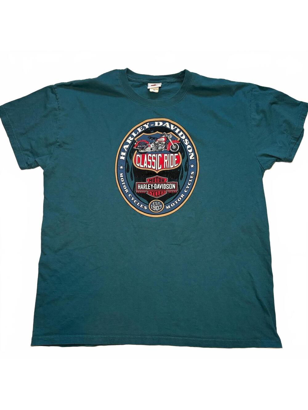 Harley-Davidson Ride Motorcycle Graphic T-Shirt XL Teal Streetwear Biker